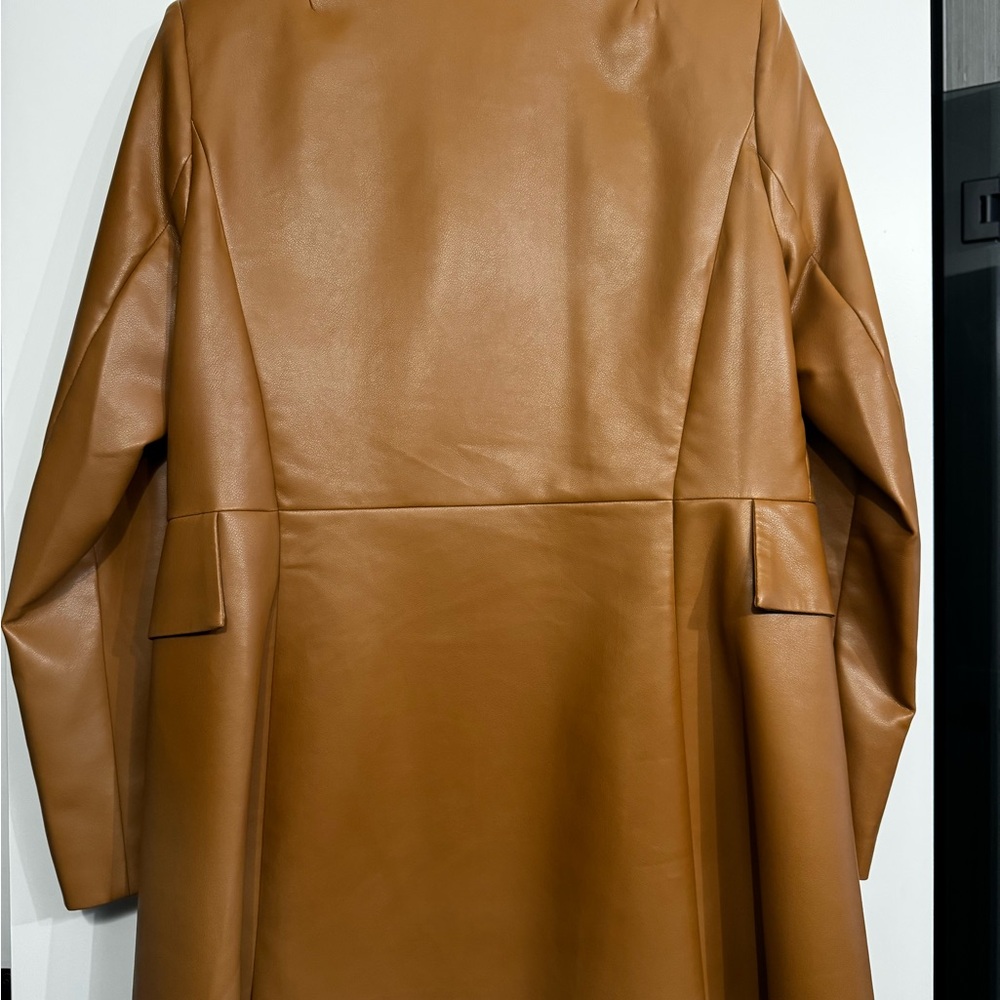 CAbi Caramel Vegan Leather Jacket. 3/4 Length. - Picture 2 of 3
